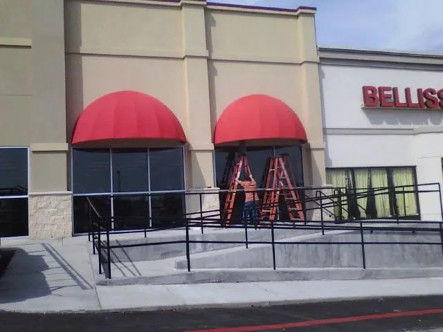 Shopping plaza awnings