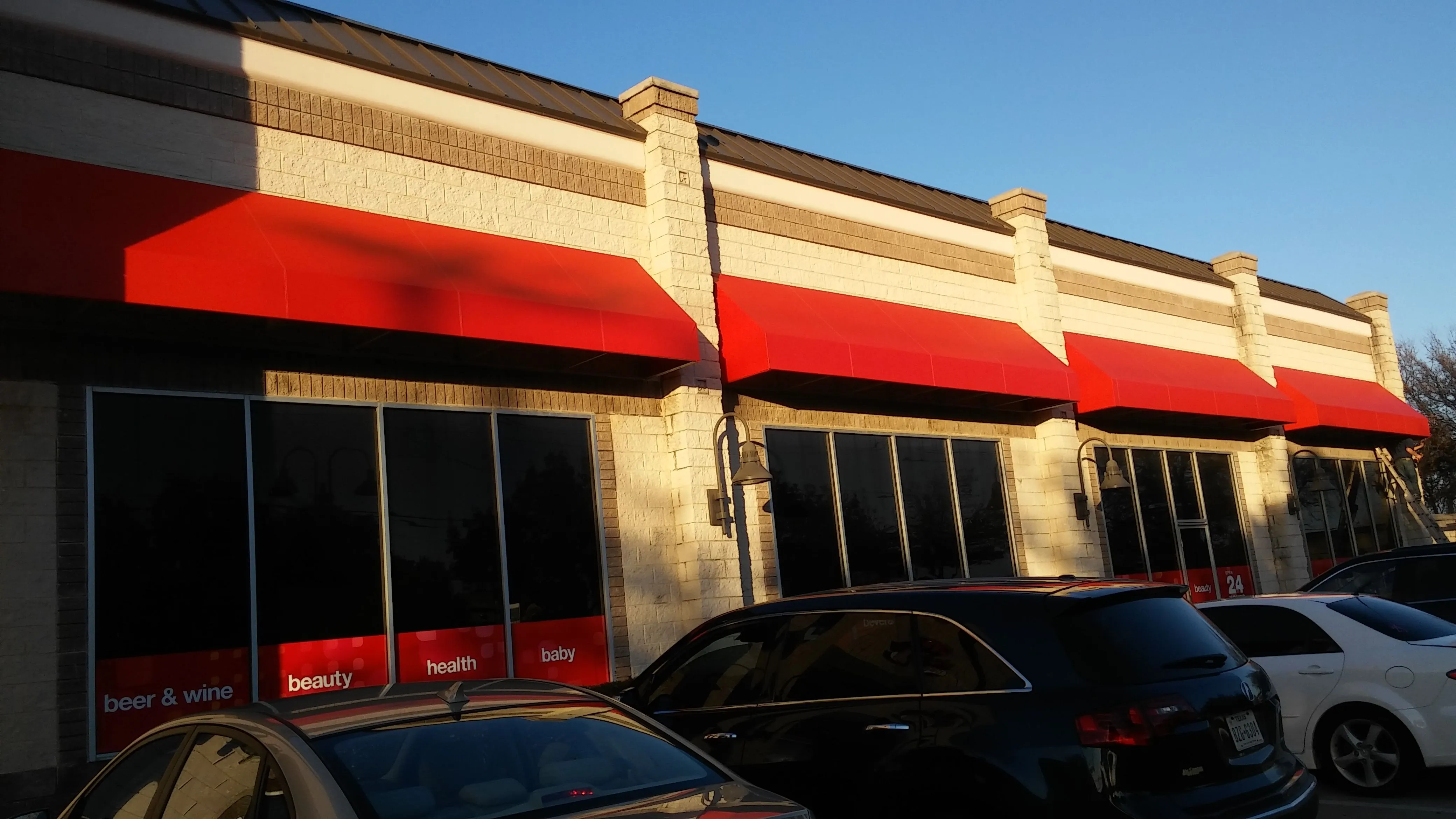 Shopping plaza awnings