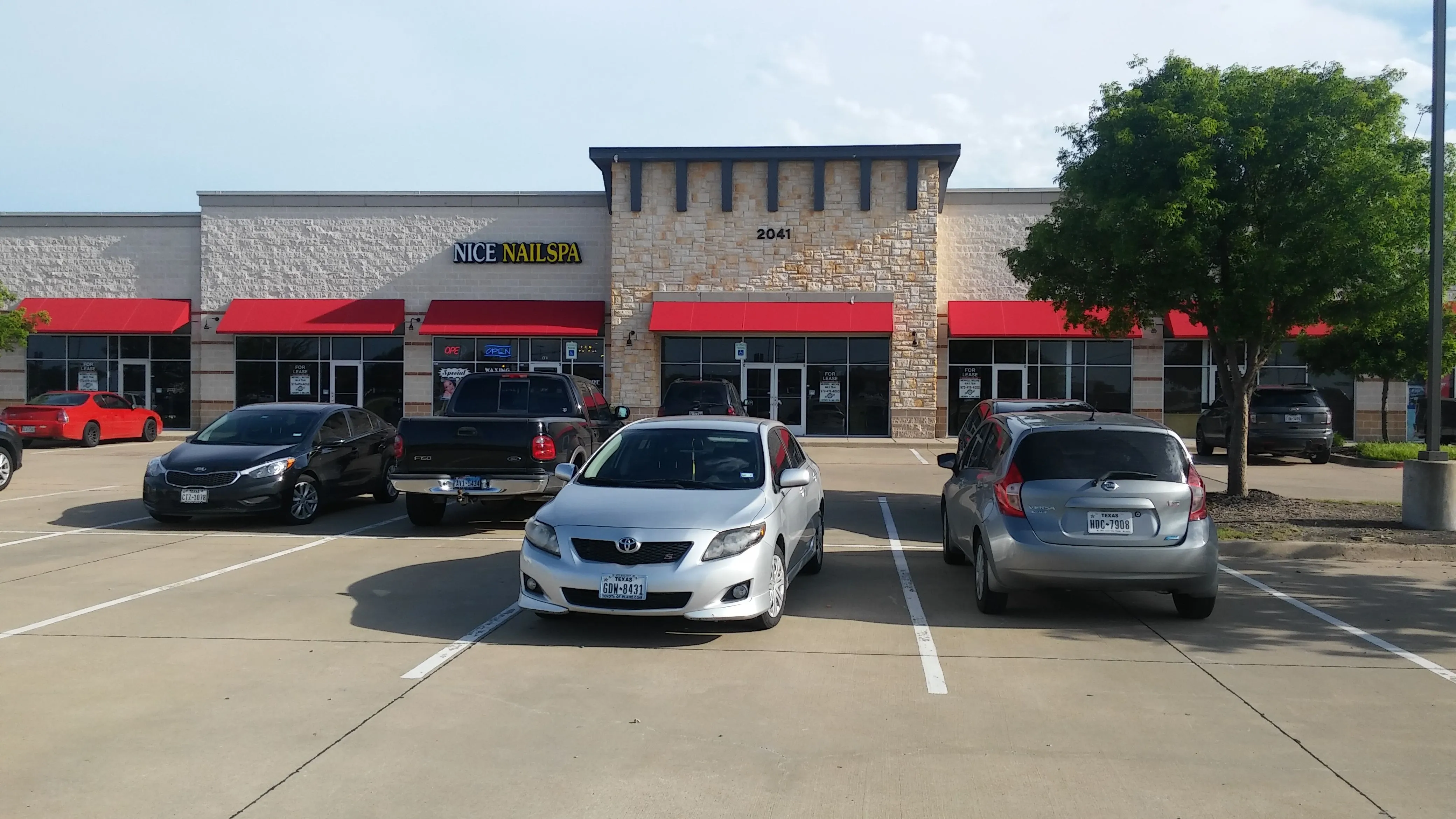 Shopping plaza awnings
