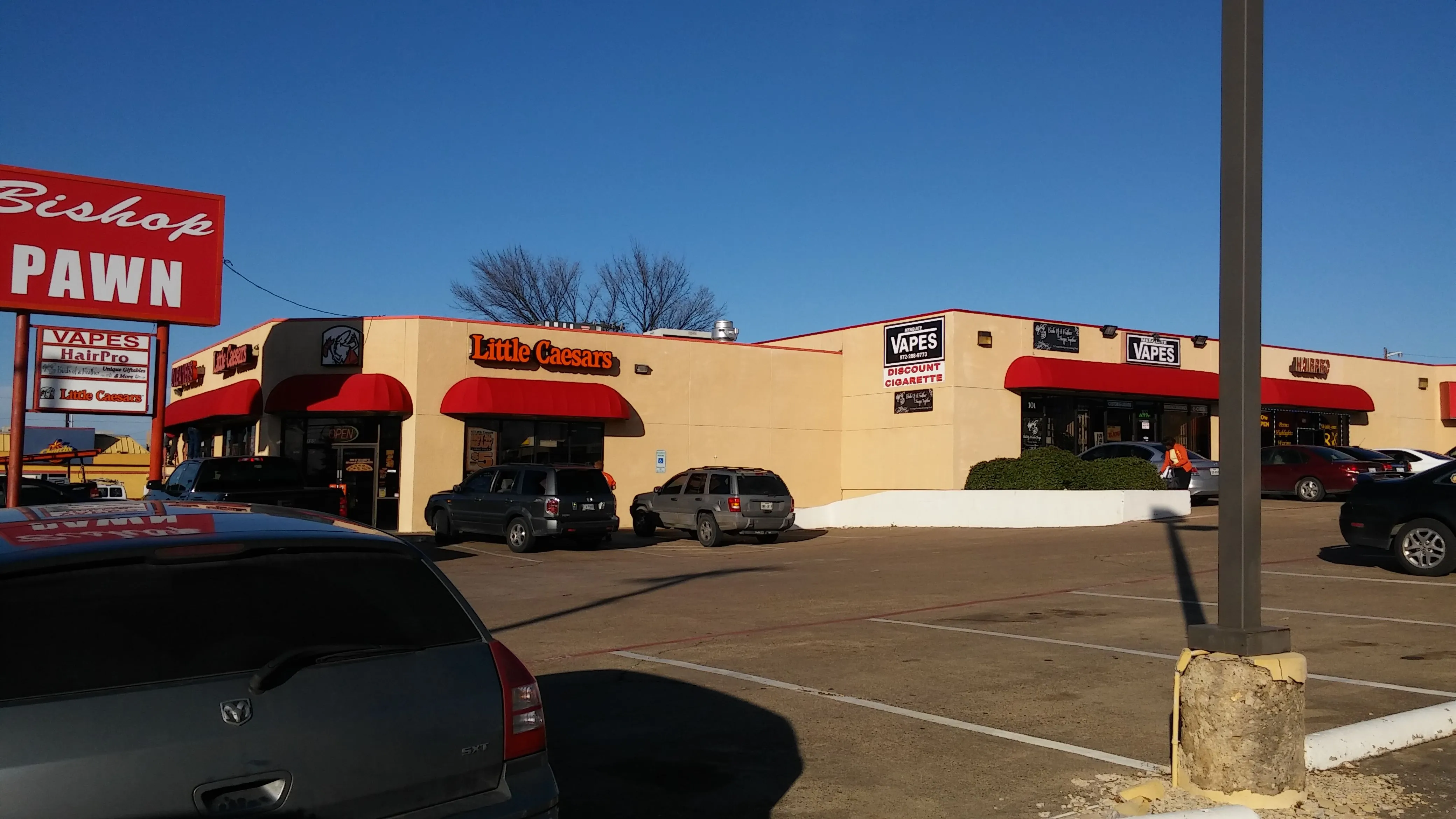 Shopping plaza awnings