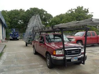 SunShade Awning of Texas crew truck loaded with awning frames